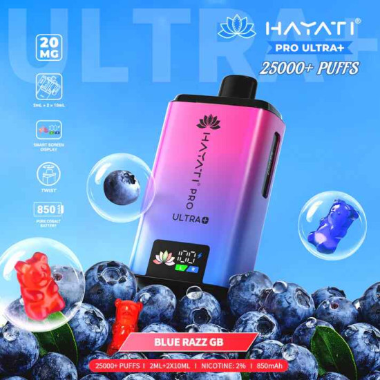 HAYATI PRO ULTRA + 25K - KIT - BLUE RAZZ GB - 20MG