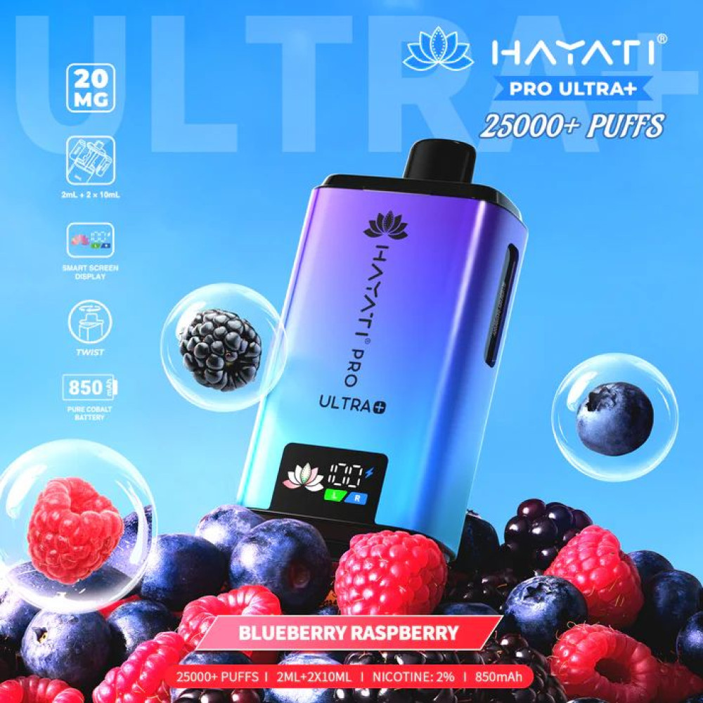 Hayati Pro Ultra+ 25000 Puffs Prefilled Pod Kit | Blueberry Raspberry
