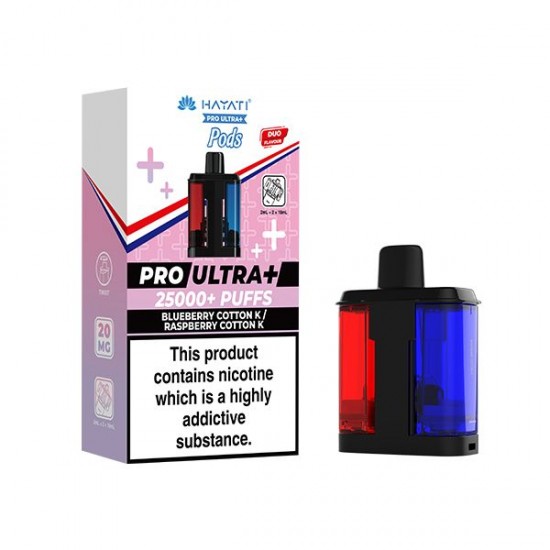 HAYATI PRO ULTRA+ 25K REFILL BLUEBERRY COTTON K / RASPBERRY COTTON K 20MG
