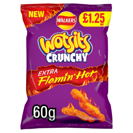 Wotsits Crunchy Extra Flamin' Hot Sharing Bag Crisps 60g PMP