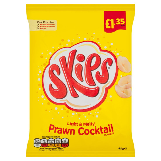 Skips 45g (16 Pack) Price Marked £1.35