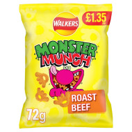Walkers Monster Munch Roast Beef Snacks Crisps 72g (18 Pack) Price Marked £1.35