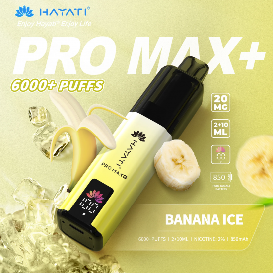 Hayati Pro Max+ 6000+puffs Banana Ice