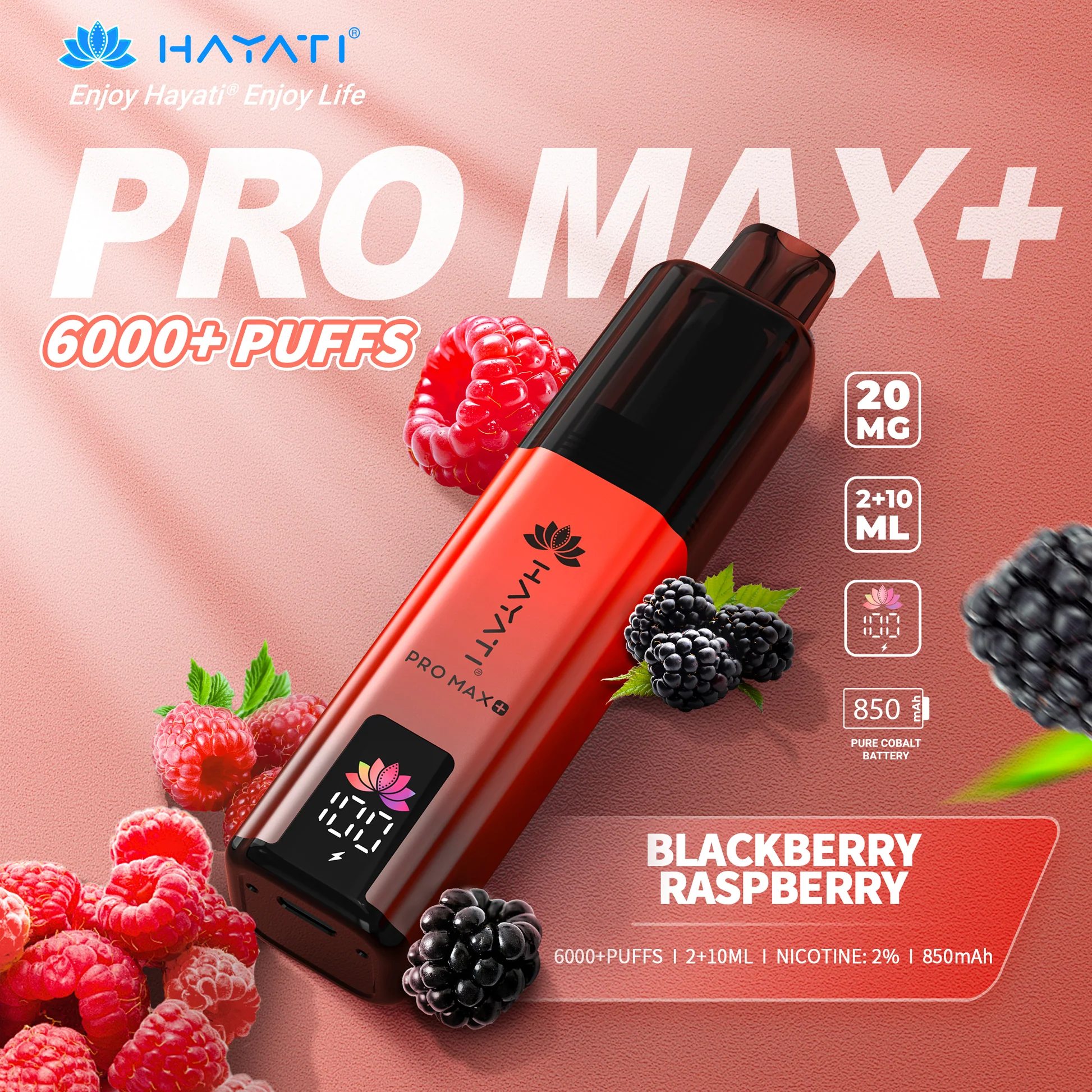 Hayati Pro Max+ 6000 Prefilled Pod Vape Kit Blackberry Raspberry 20mg