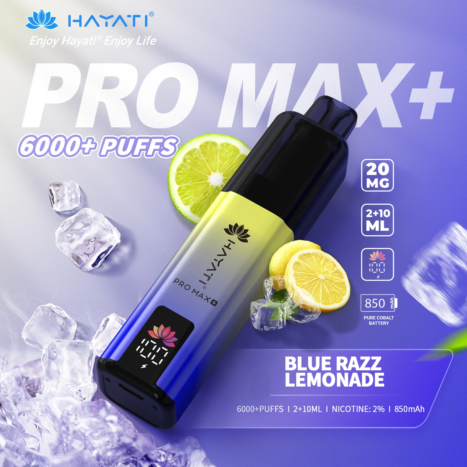 Hayati Pro Max+ 6000 Prefilled Pod Vape Kit Blue Razz Lemonade 20mg