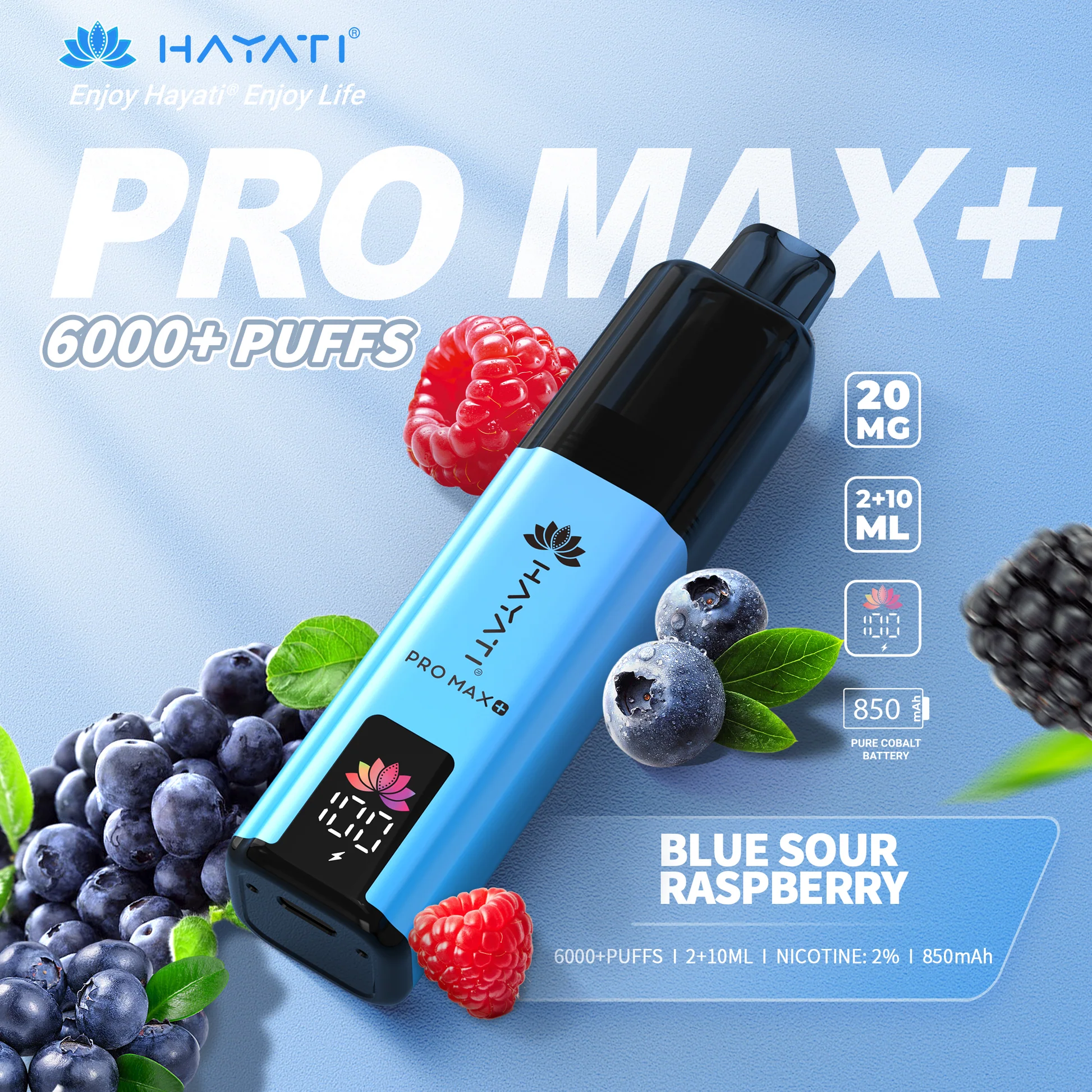 Hayati Pro Max+ 6000 Prefilled Pod Vape Kit Blue Sour Raspberry 20mg