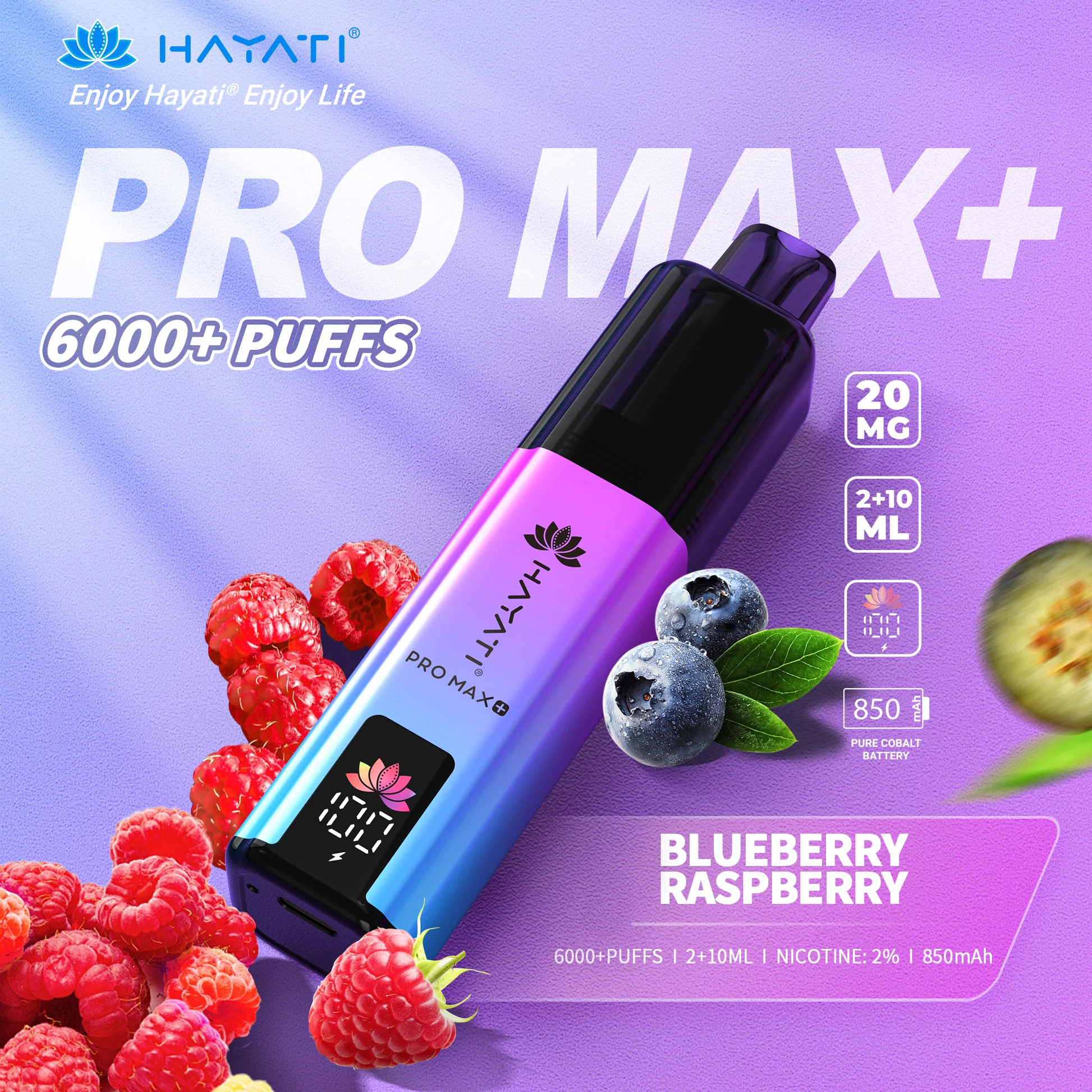 Hayati Pro Max+ 6000 Prefilled Pod Vape Kit Blueberry Raspberry 20mg