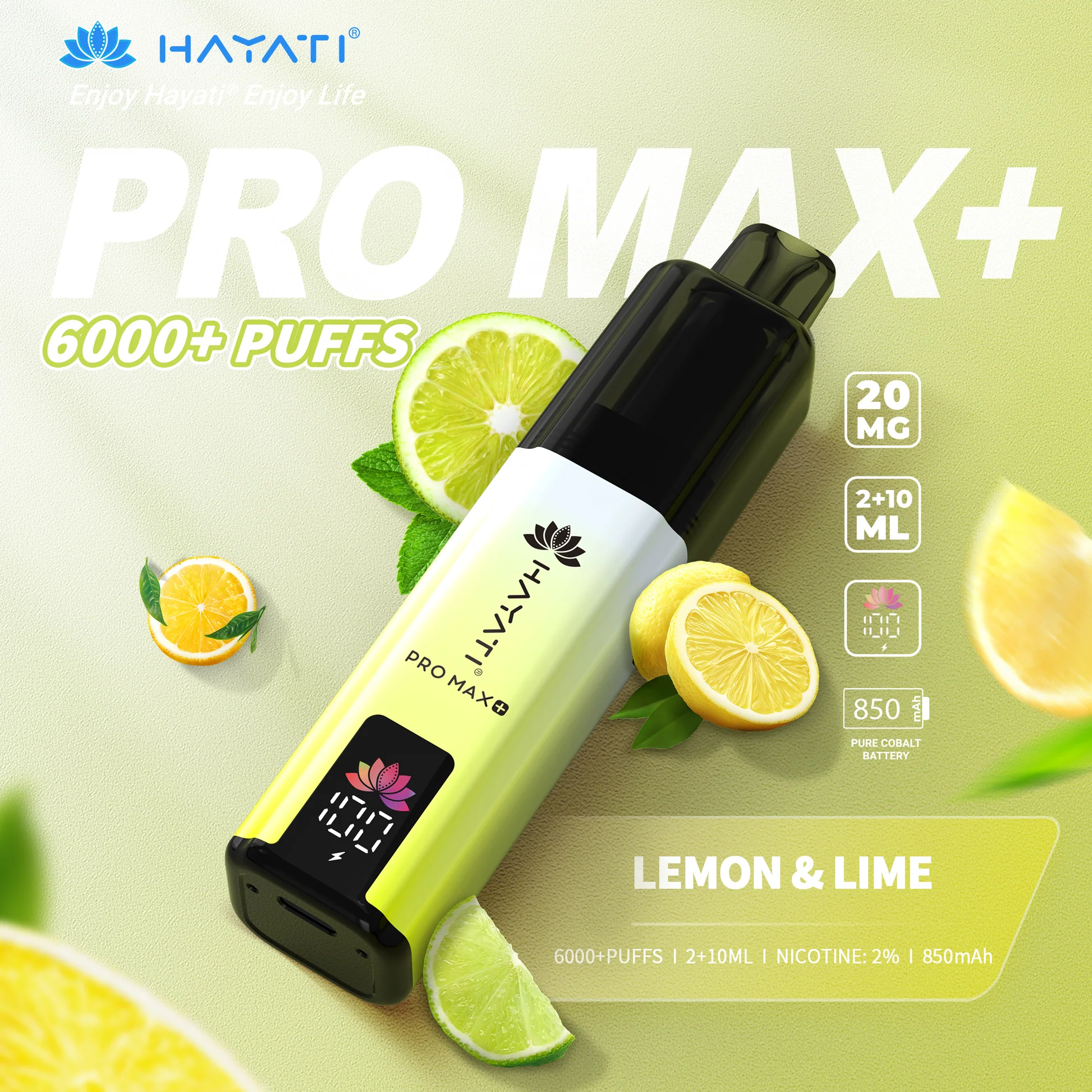 Hayati Pro Max+ 6000 Prefilled Pod Vape Kit Lemon Lime