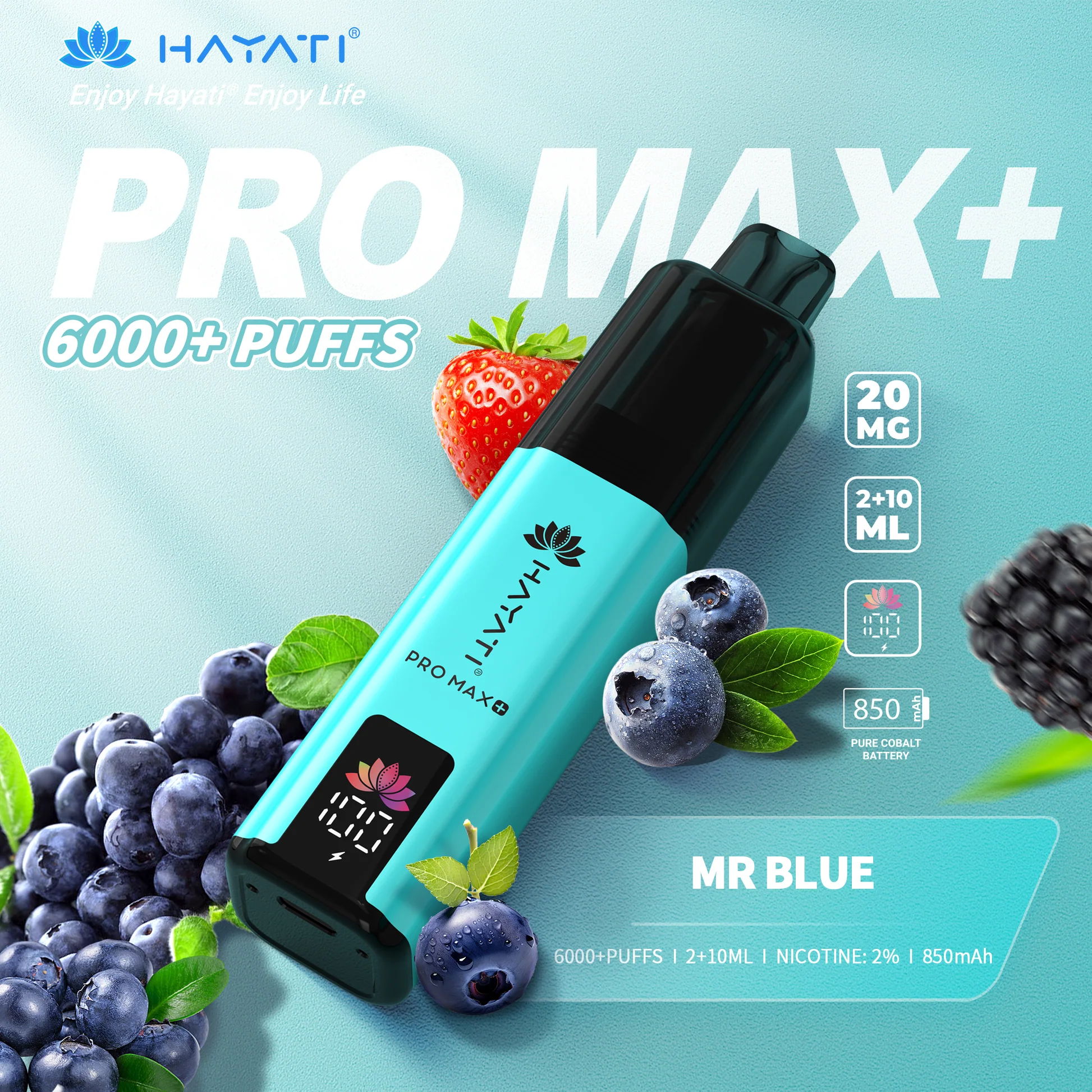 Hayati Pro Max+ 6000 Prefilled Pod Vape Kit Mr Blue 20mg
