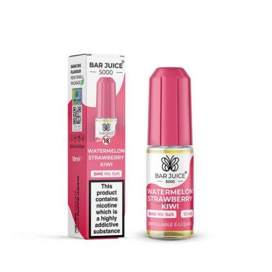 Watermelon, Strawberry & Kiwi Nic Salt E-Liquid by Bar Juice 5000 10ml-20mg