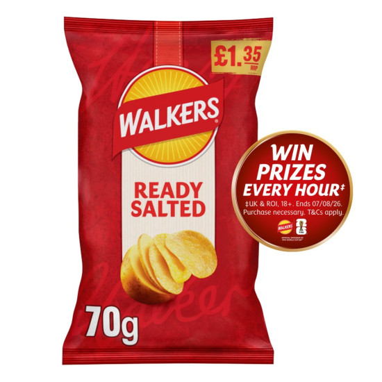 Walkers Ready Salted Crisps 70g (18 Pack) Price Marked £1.35