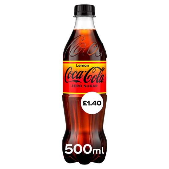 Coca Cola Zero Sugar Lemon Bottle 500ml PMP £1.40 - 12 Pack
