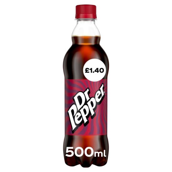 Dr Pepper (GB) Bottle 500ml PMP £1.40 - 12 Pack