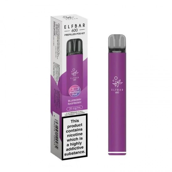 Elf Bar 600 Compliant Prefilled Pod Kit Blueberry Raspberry / 20mg