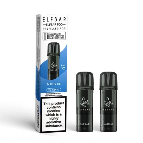 Elf Bar 600 Compliant Prefilled Pods 2 Pack [Mad Blue / 20mg]
