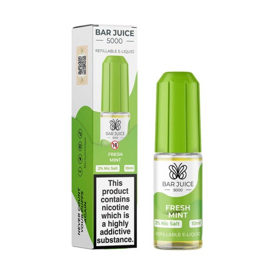 Fresh Mint Nic Salt E-Liquid by Bar Juice 5000 Salts 10ml-20mg