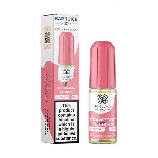 Strawberry Ice Cream Nic Salt E-Liquid by Bar Juice 5000 Salts 10ml-20mg