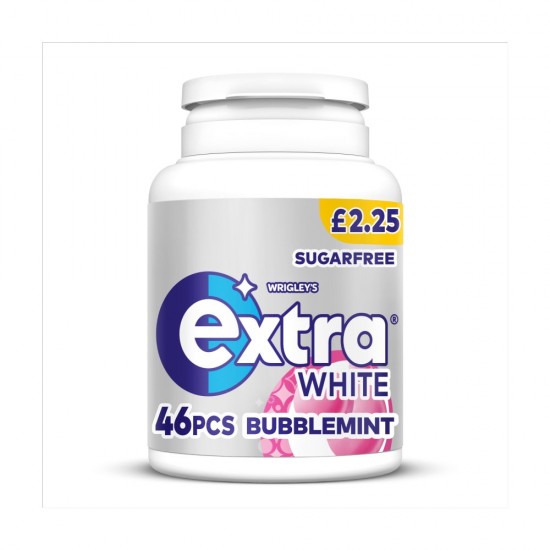 Extra White Bubblemint Chewing Gum Sugar Free £2.25 PMP Bottle 46 Pieces