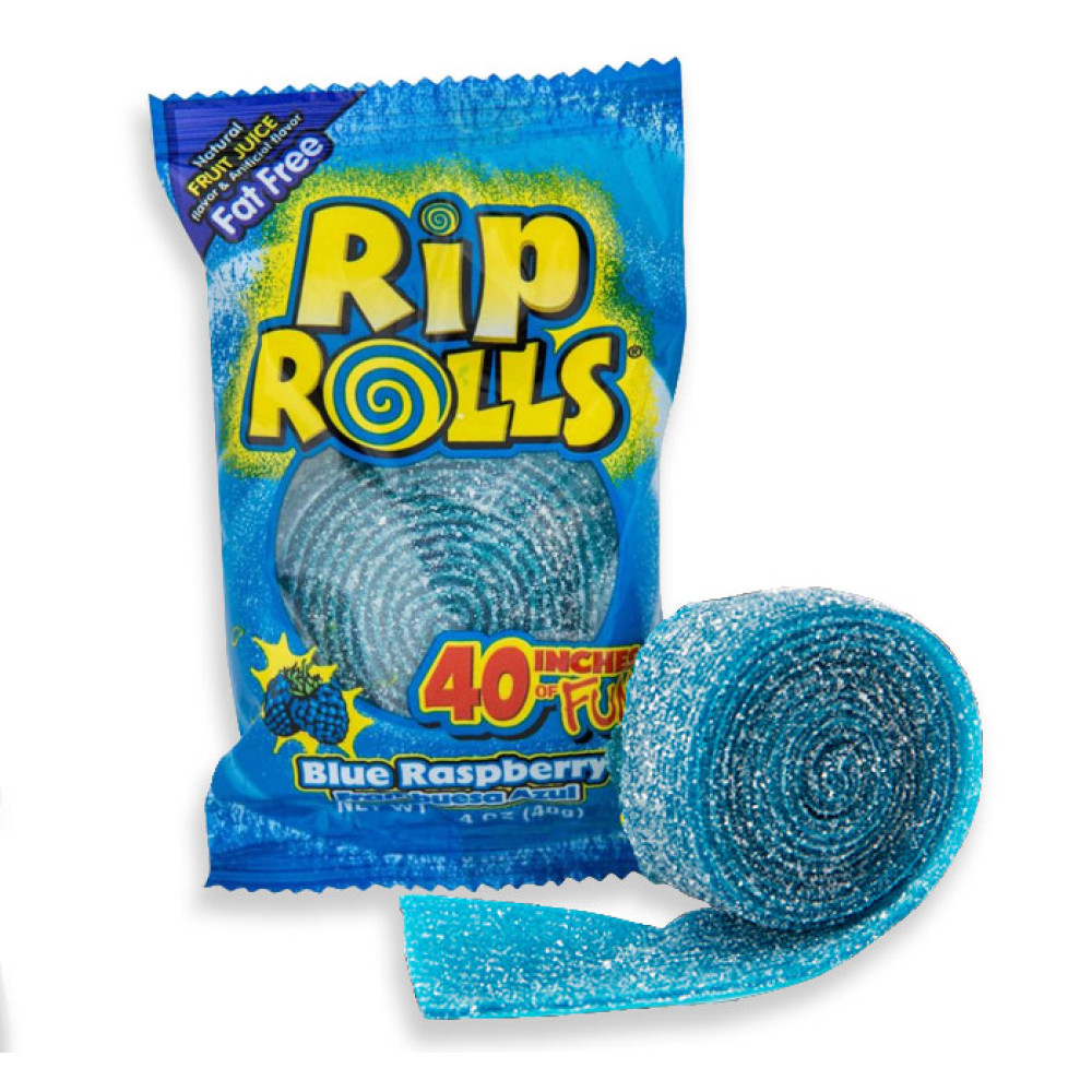 All Blue Sour Patch Kids Sour Rips Roll Blue Raspberry Flavor (24 Count ...