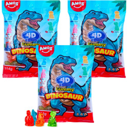 Amos 4D Gummy Dinosaurs Peg Bags 7oz
