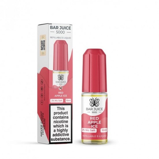 Red Apple Ice Nic Salt E-Liquid by Bar Juice 5000 Salts 10ml-10mg