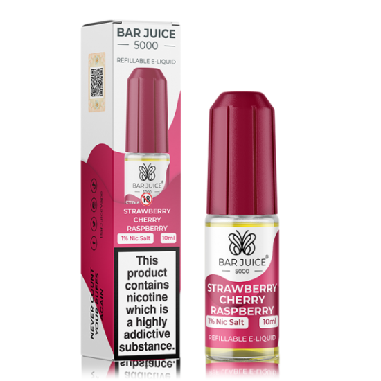 Strawberry Cherry Raspberry Nic Salt E-Liquid by Bar Juice 5000 Salts 10ml-20mg
