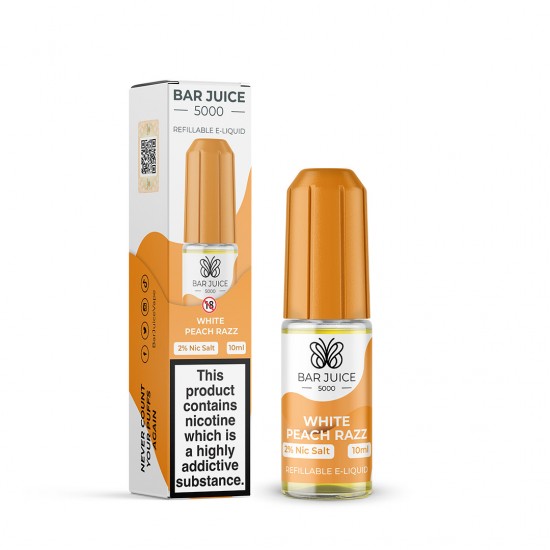 White Peach Razz Nic Salt E-Liquid by Bar Juice 5000 Salts 10ml-20mg