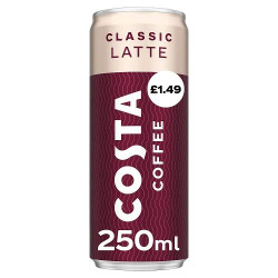 Costa Coffee Latte 250ml Price Mark £1.49