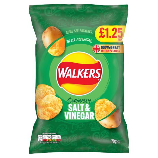 Walkers Salt & Vinegar 70g PMP£1.25