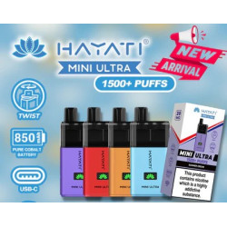 Hayati Mini Ultra 1500+ Puffs -Strawberry Raspberry Ice Hayati Mini Ultra 1500+ Puffs -Strawberry Raspberry Ice