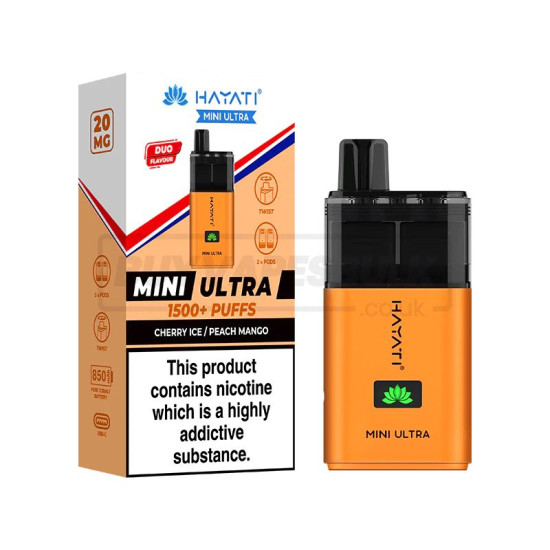 Hayati Mini Ultra 1500+ Puffs-Cherry Ice / Peach Mango Hayati Mini Ultra 1500+ Puffs-Cherry Ice / Peach Mango