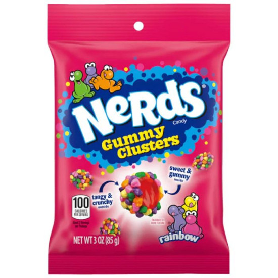 Nerds Gummy Clusters Rainbow Bag 85g (QTY 12)