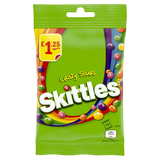 Skittles Crazy Sours 109g Price Marked £1.25