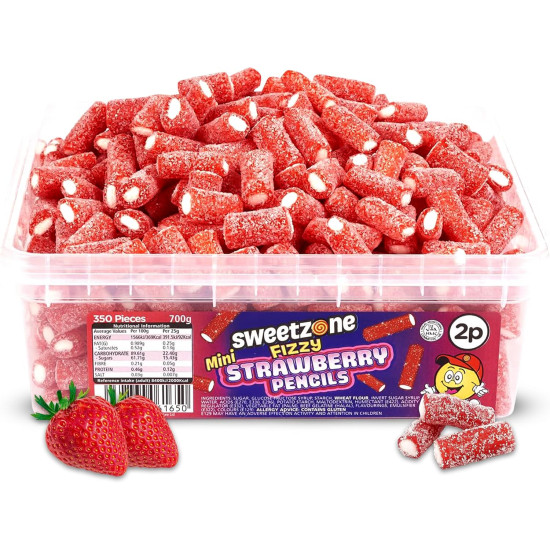 Sweet Zone Mini Fizzy Strawberry Pencils(2p) 700g Tubs