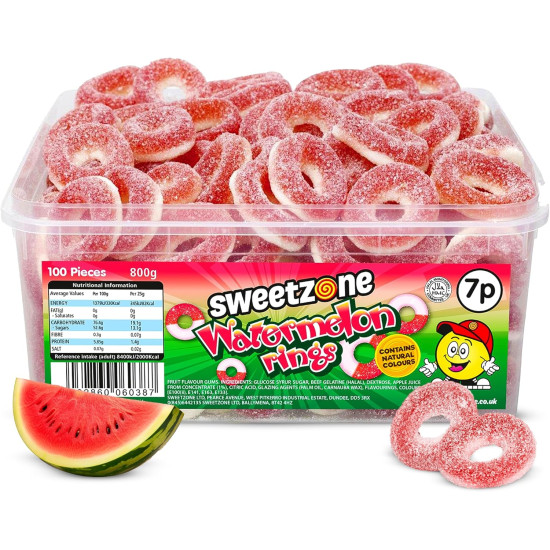 Sweet Zone Watermelon Rings(7p) 800g Tubs