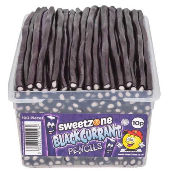 Sweetzone Blackcurrant Pencils (10p) Tubs