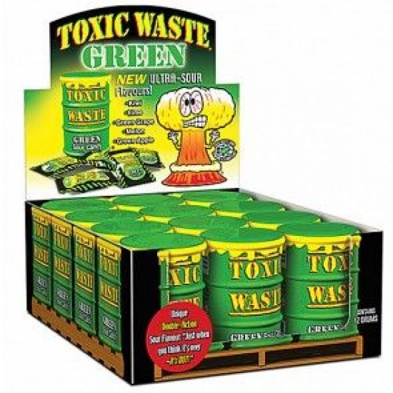 Toxic Waste Green Drum Extreme Sour Candy 1.5oz (42g) - 12CT