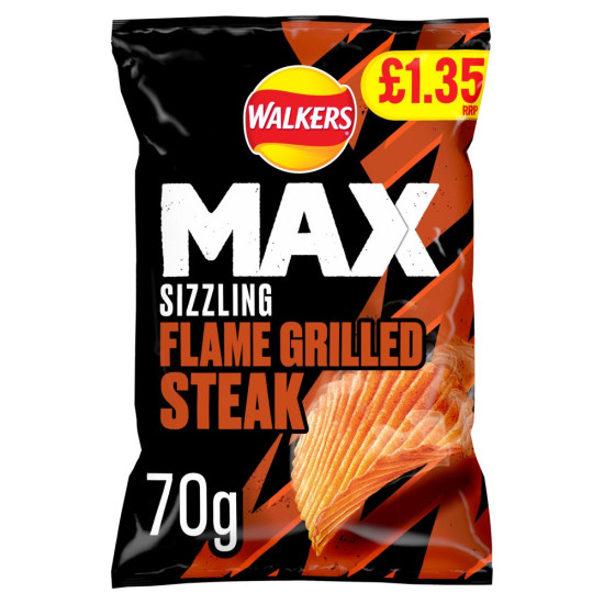 Walkers Max Sizzling Flame Grill Steak PMP £1.35