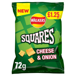 Walkers Squares Cheese & onion £1.25p  18x72g