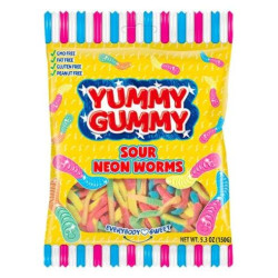 Yummy Gummy Sour Neon Worms PMP £1