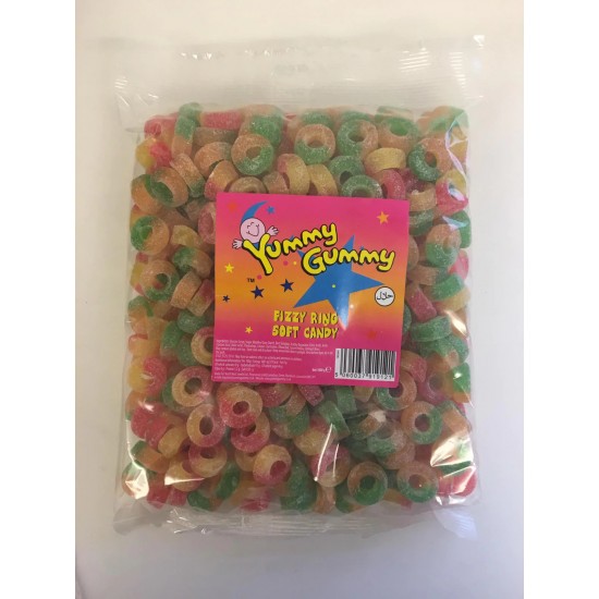 Yummy Gummy Fizzy Peach Rings 1kg Bag